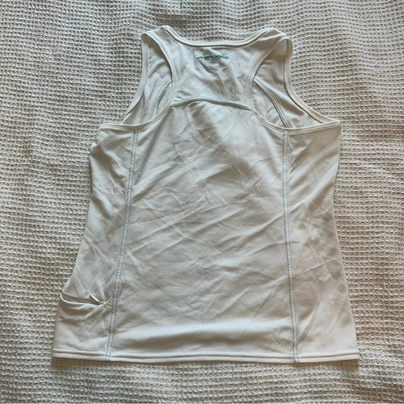 Brooks Equilibrium Technology Women’s size large White and blue running tank top - Picture 6 of 8